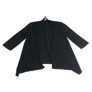 Chicos Travelers Cardigan Womens M Black Slinky Open Toggle Detail 3/4 Sleeve